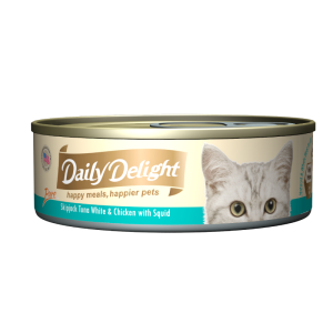 DAILY DELIGHT PURE SKIPJACK TUNA WHITE,CHICKEN WITH SQUID 80g